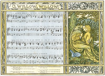 O Willow, Willow, traditionele Engelse volkslied, illustratie uit 